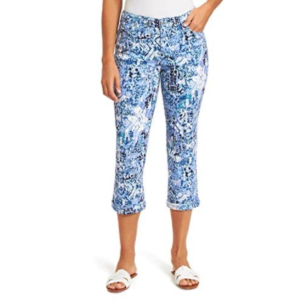 Bandolino Jeans Mandie Blue and White Patterned Jeans Size 10